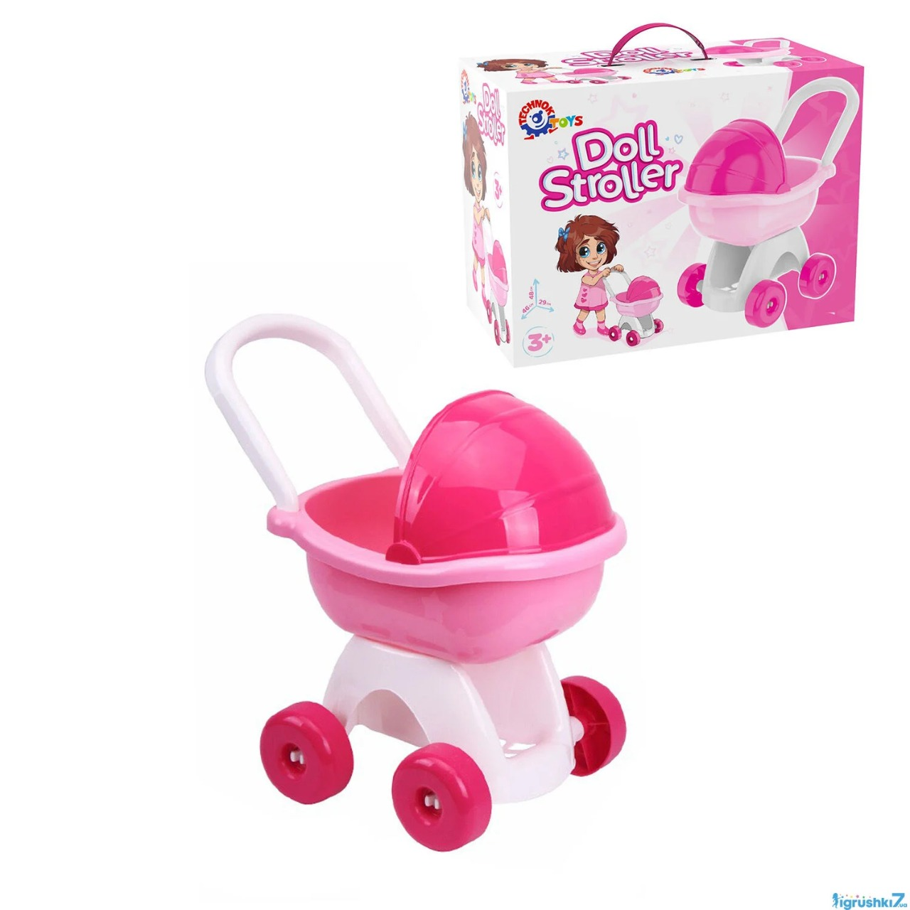 Коляска игрушечная Технок прогулочная для кукол 8256 Розовый (2976456010)