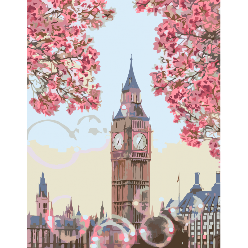 Картина по номерам Rosa Цветущий Биг-Бен Лондон 35х45 см (N00013437)