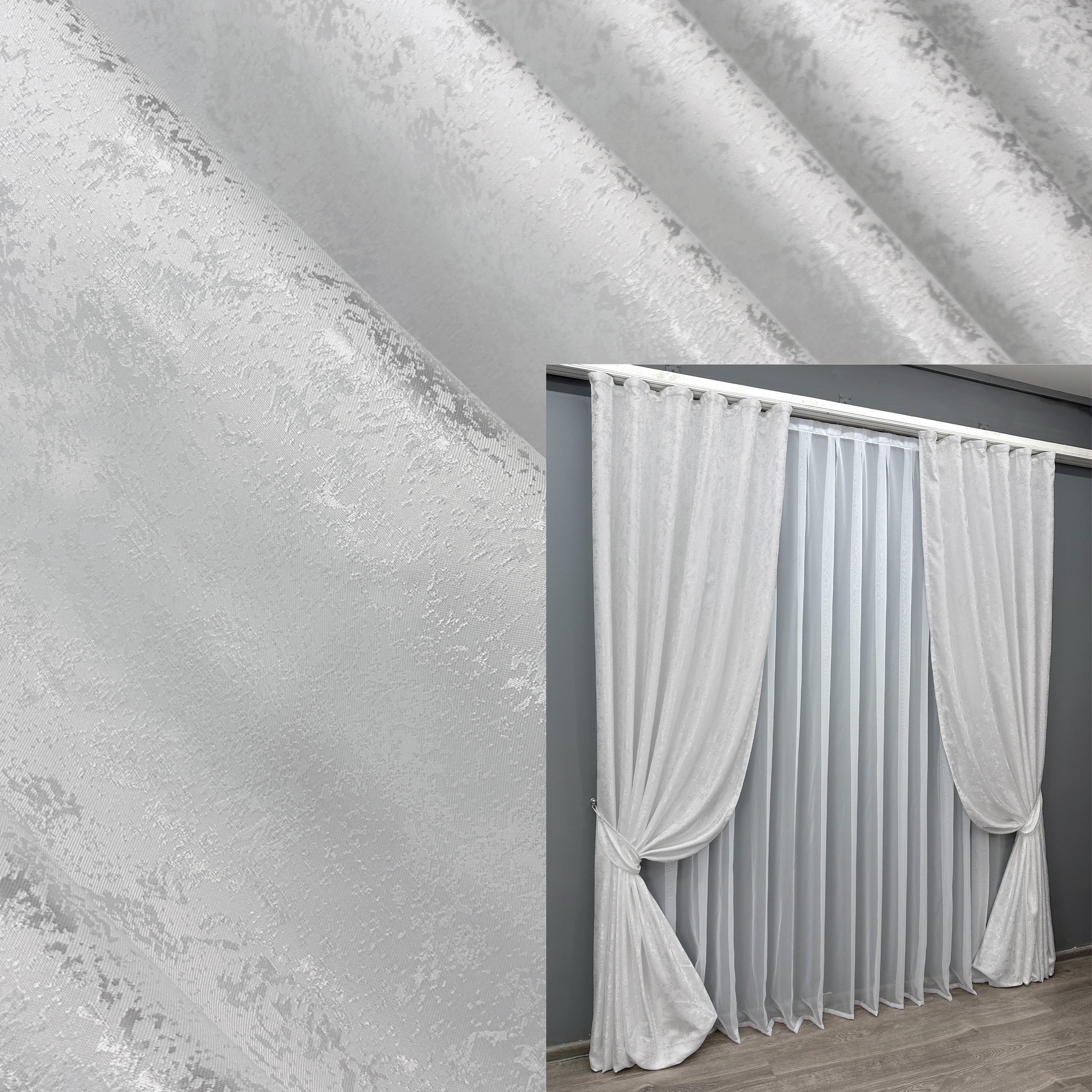 Комплект готовых штор VR-Textil Жаккард Мрамор Al1 № 1300ш 100х270 см 2 шт. Белый (31-573) - фото 2 Комплект готовых штор VR-Textil Жаккард Мрамор Al1 № 1300ш 100х270 см 2 шт. Белый (31-573) - фото 2