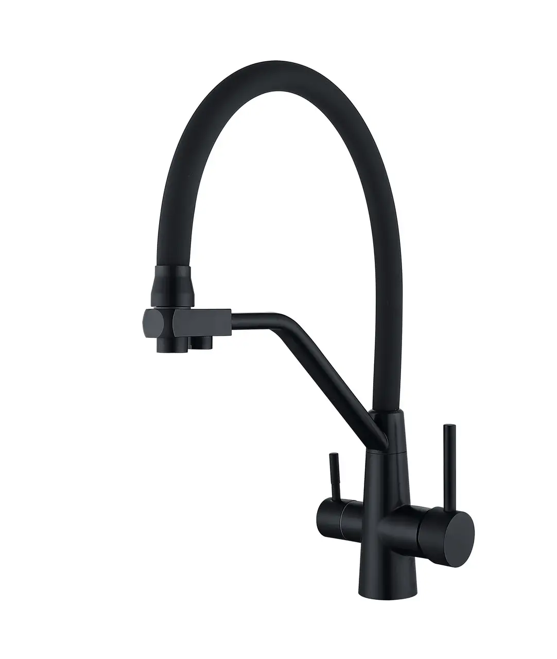 Смеситель для кухни Wezer INX4A-08-BLACK на две воды Нержавеющая сталь/Черный (1045001)