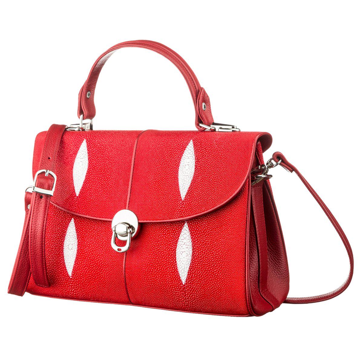 Сумка Stingray leather 18609 из натуральной кожи морского ската Красный