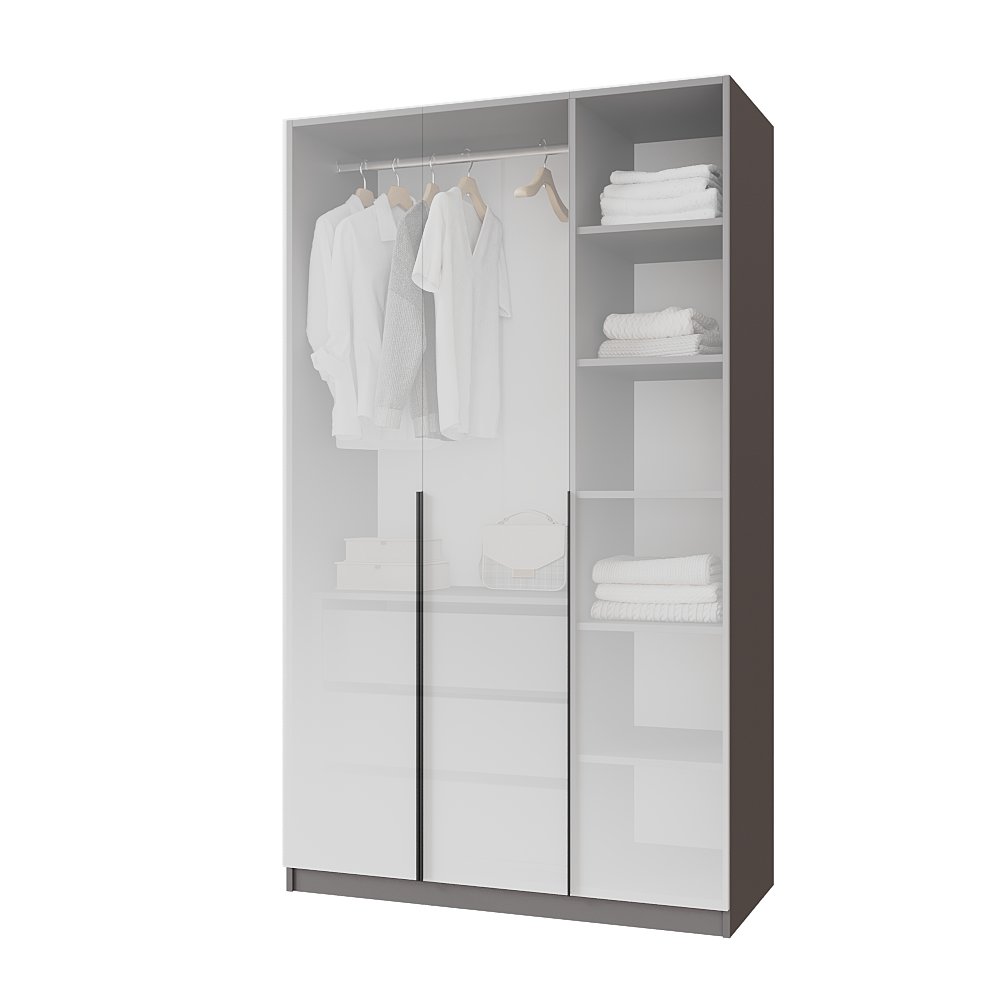 Шкаф распашной с тумбой Меблітренд Чиназес Чит-1200 1200х500х2050 мм Графитовый/Белый (27284141) - фото 3