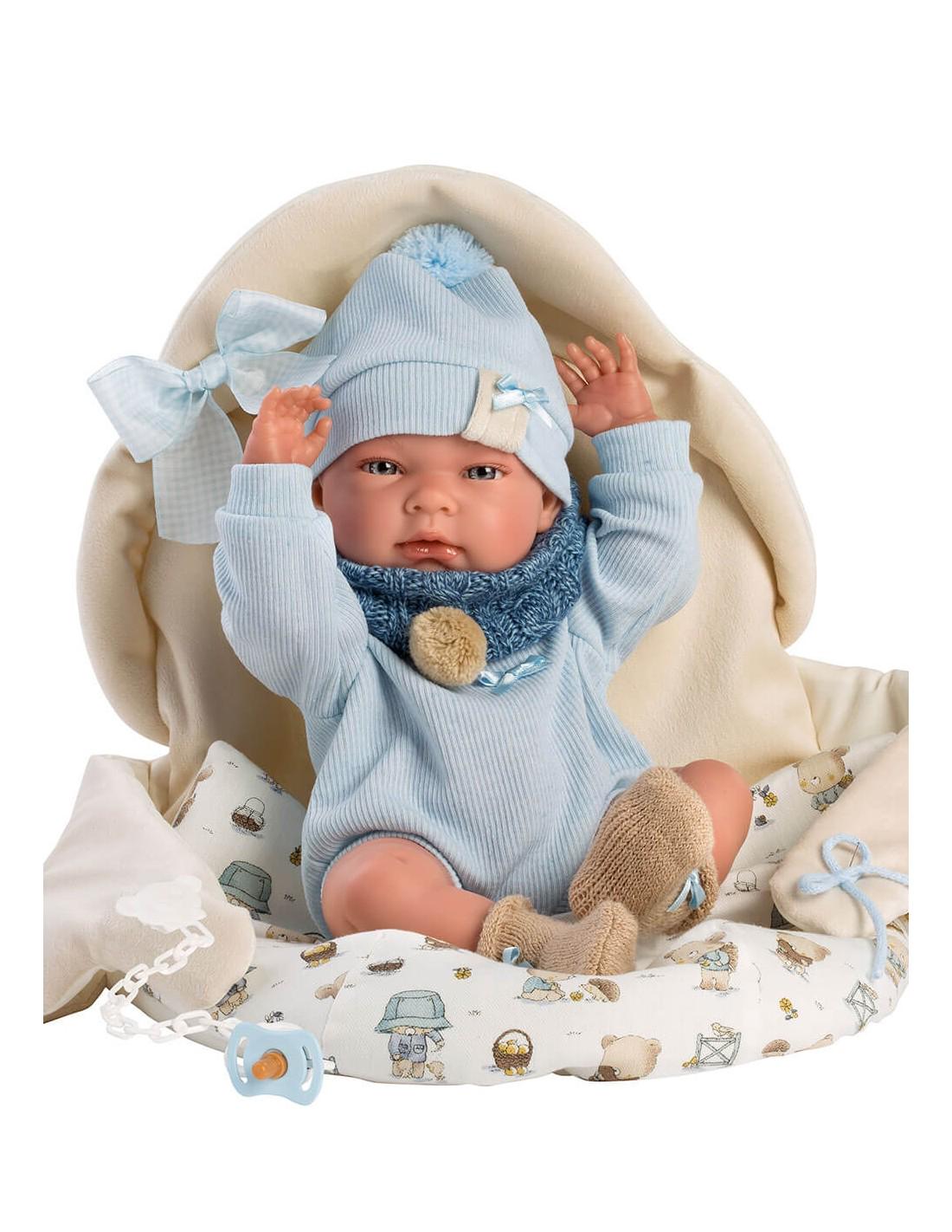 Кукла большая виниловая испанский младенец llorens новорожденный мальчик пупс в прогулочном конверте 40 см