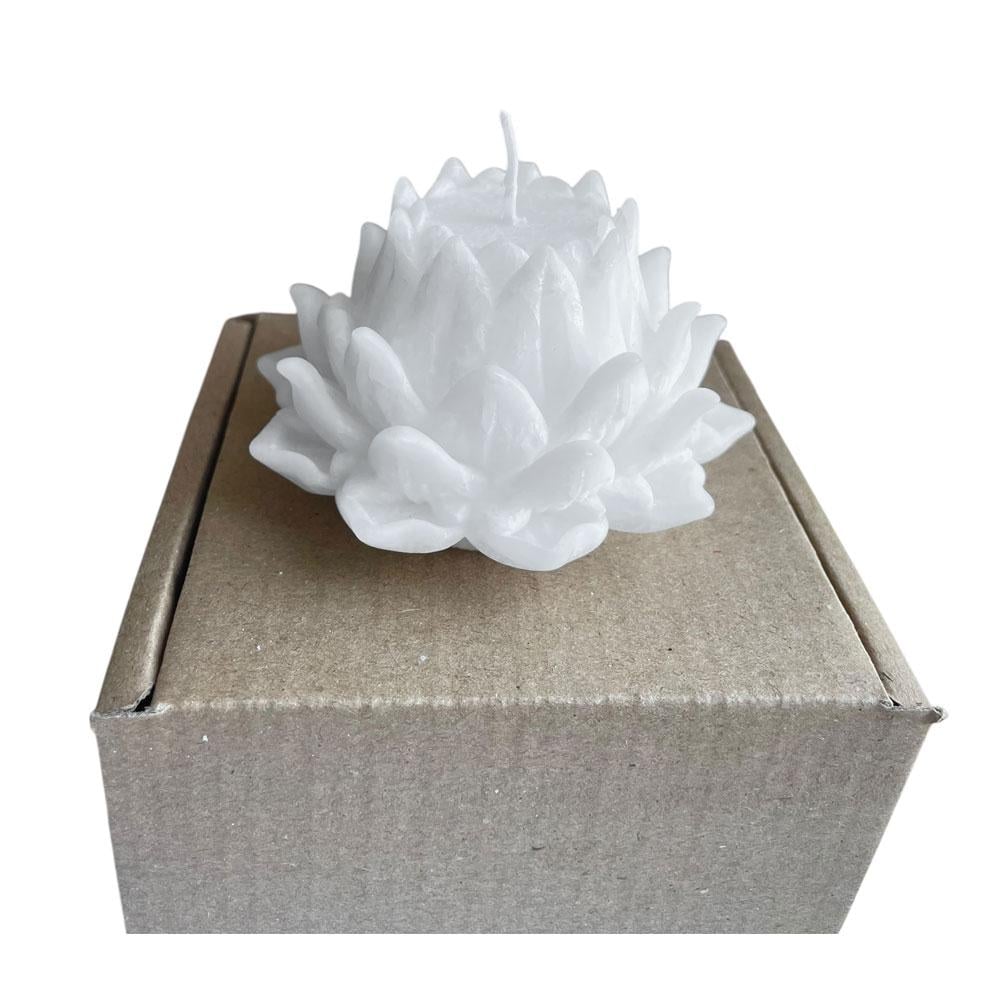 Свеча ручной работы лотос в подарочной коробке Белый (TA0160_3)