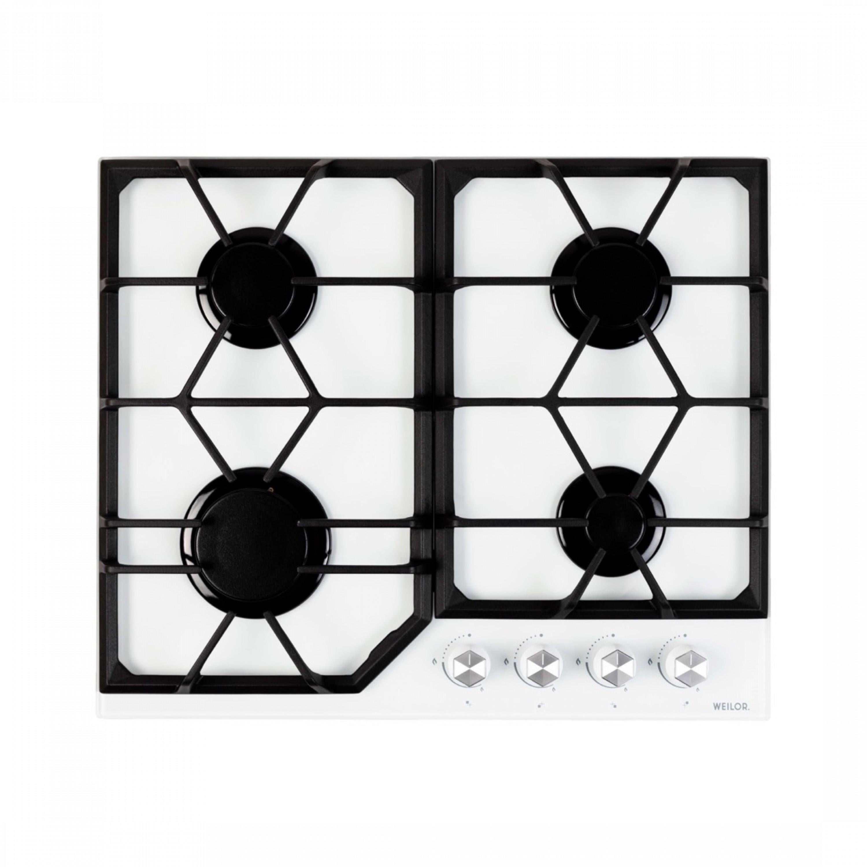 Варочная поверхность газовая на стекле WEILOR GG 604 White (5902767907927)