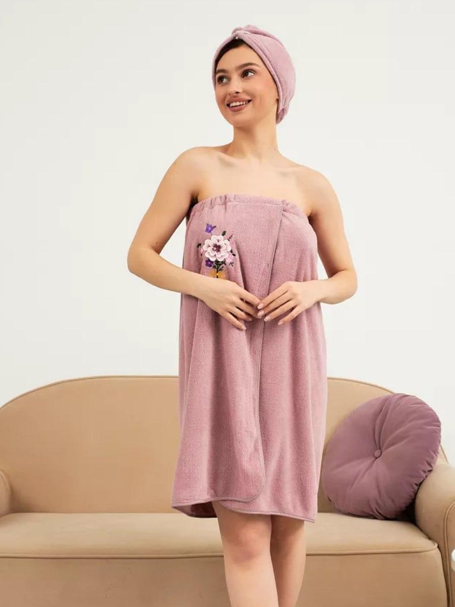 Набор для сауны микрофибра Пудровый (Д-novo-f-sauna-011)