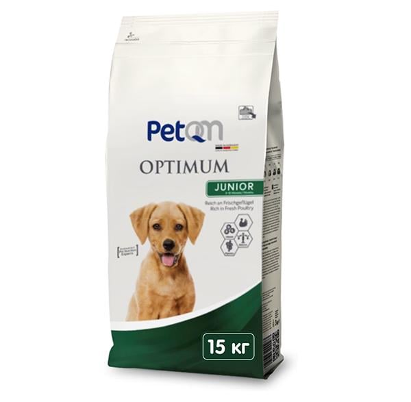 Корм для собак PetQM Dog Optimum Junior оптимум юниор со свежей птицей 15 кг (701515)