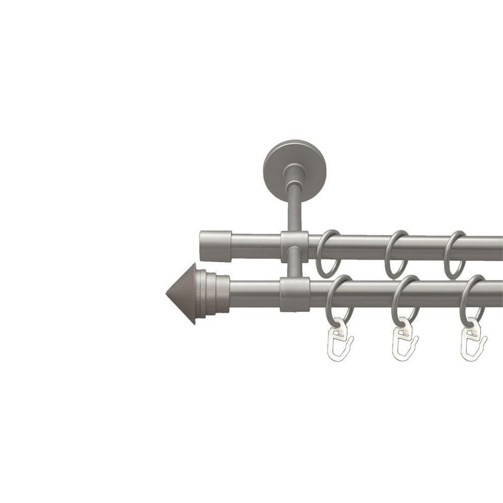 Карниз металлический Orvit Сетра двухрядная закрытая/гладкая труба/кольцо металлическое Сатин 16/16 мм 200 см (00-00022662)