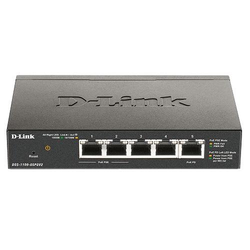 Комутатор D-Link DGS-1100-05PDV2 2xGE/2xGE PoE/1xGE PD WebSmart (587878) - фото 1