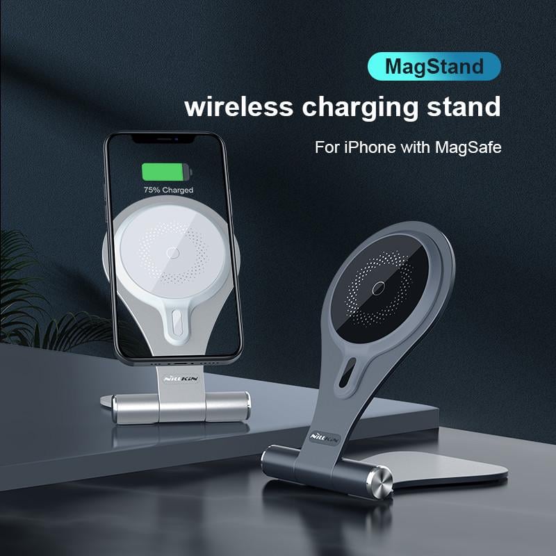 Зарядное устройство беспроводное Nillkin MagStand Wireless Charging Stand для iPhone 12-14 Space Gray (1885722418) - фото 5