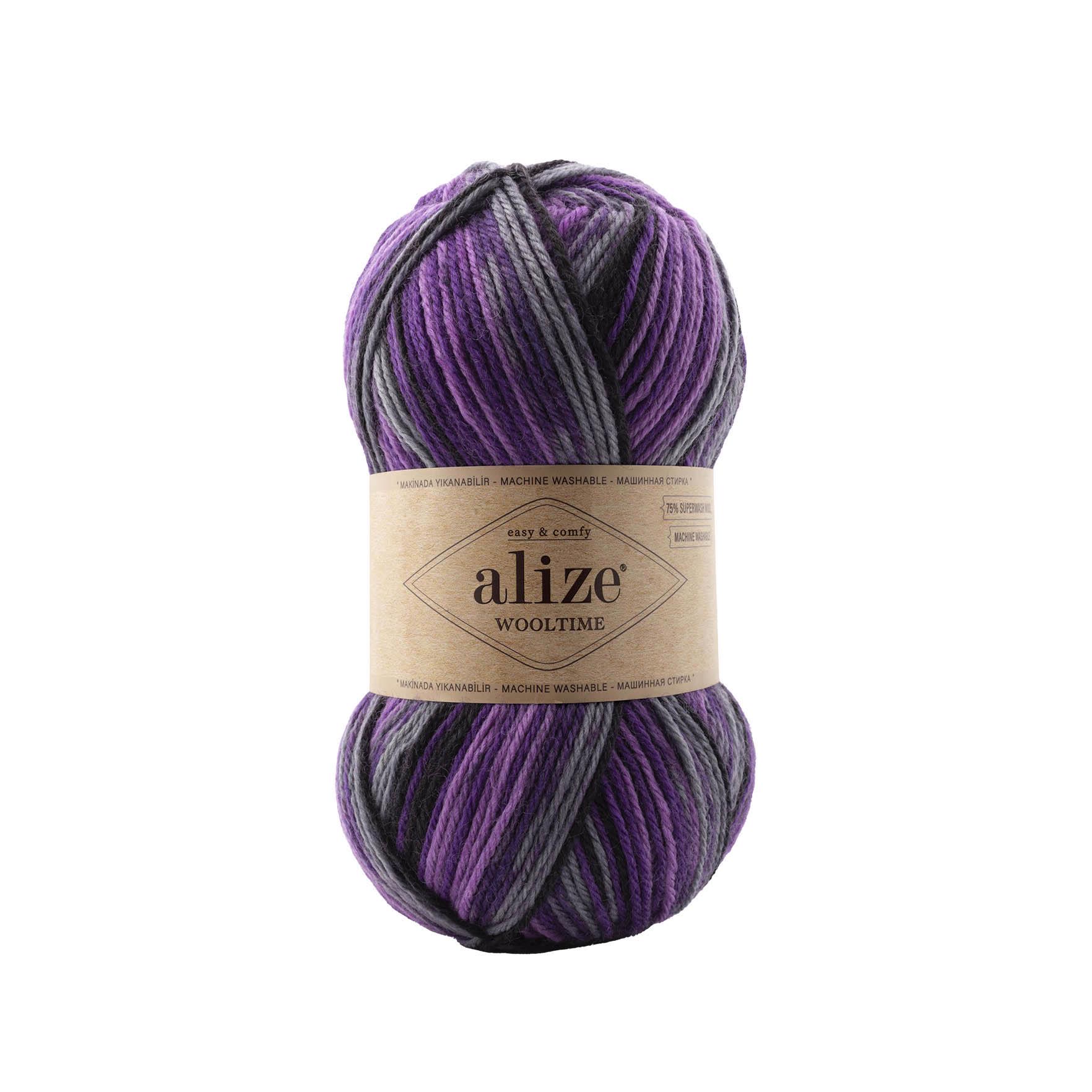 Пряжа Alize Wooltime 11013 Серо-фиолетовый (5821)