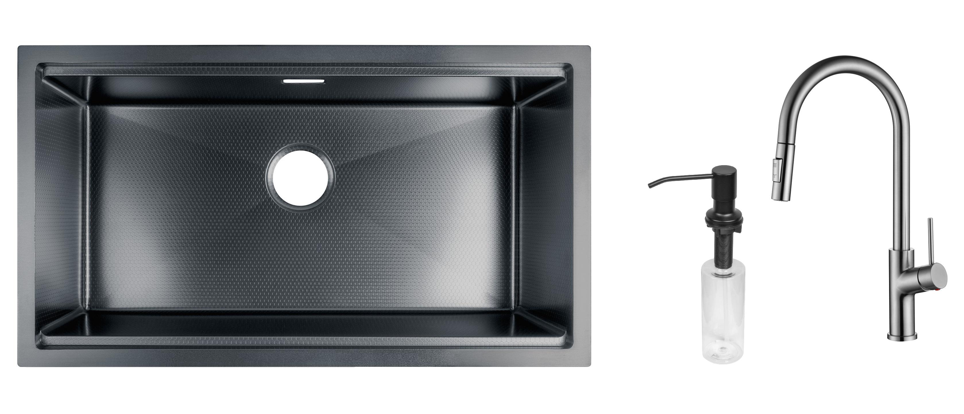 Комплект из кухонной мойки Gunter&Hauer Federbach 8022 Black Honey кухонного смесителя Gunter&Hauer MOND Br