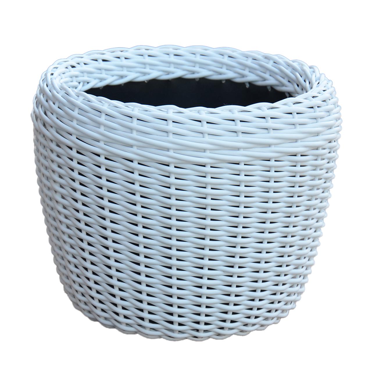 Кашпо для рослин з штучного ротангу 16 л Білий - фото 1 Кашпо для рослин з штучного ротангу 16 л Білий - фото 1