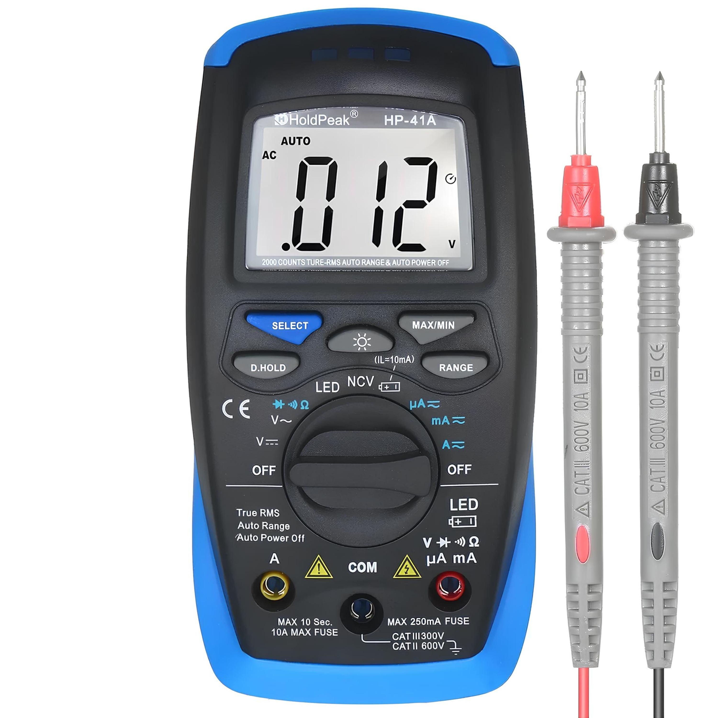 Мультиметр цифровий HoldPeak HP-41A TrueRMS 2000 відліків 600 В 10А AC/DC 20МОм