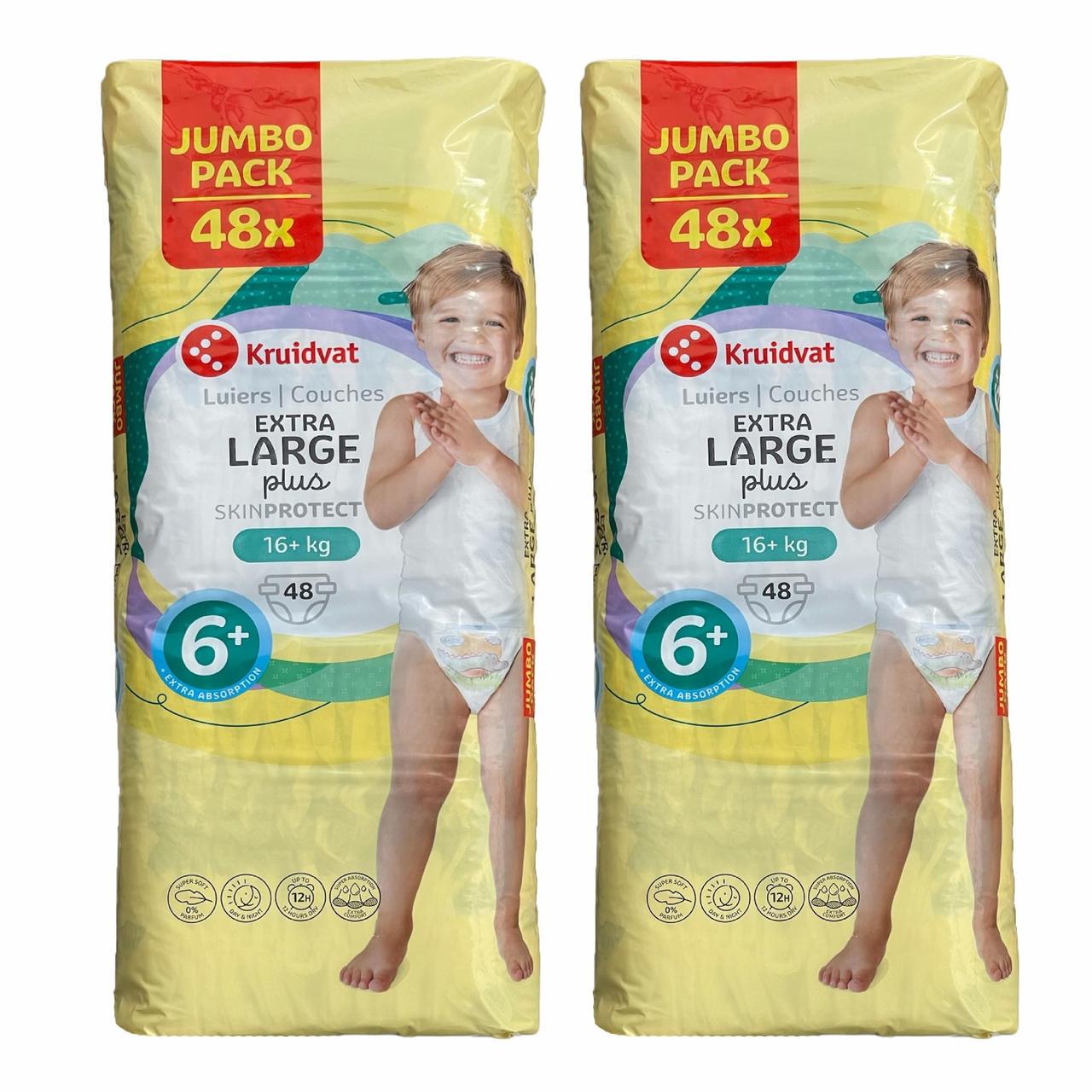 Підгузки дитячі Kruidvat Extra Large Plus 6+ 16+ кг 96 шт. (2301031478)