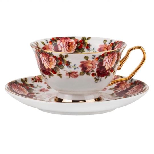 Кружка с блюдцем Elisey English Garden керамическая 200 мл (135-81-9217-007)