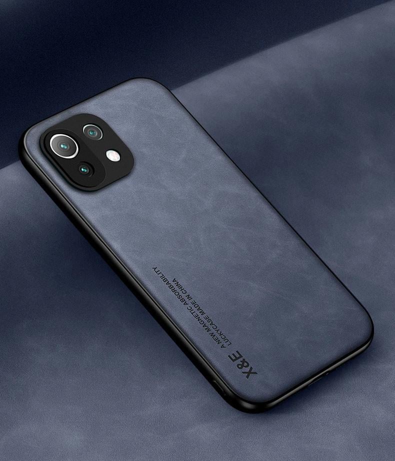 Кожаный чехол XnE Xiaomi Mi 11 Lite 5G с металлической вставкой Blue (34264-28)
