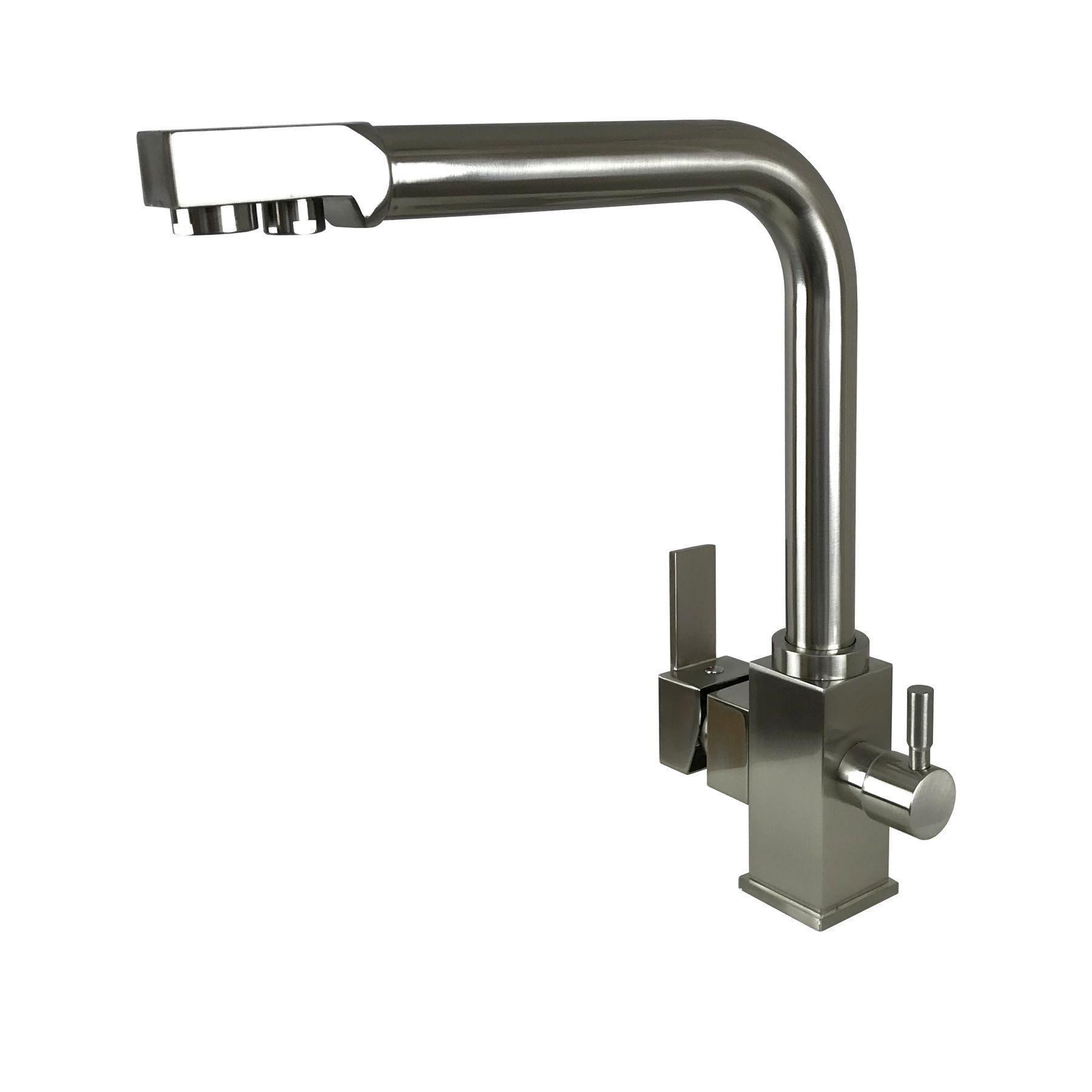 Кран на кухню Globus Lux с подключением к осмос-фильтру Никель/Сатин (14965)