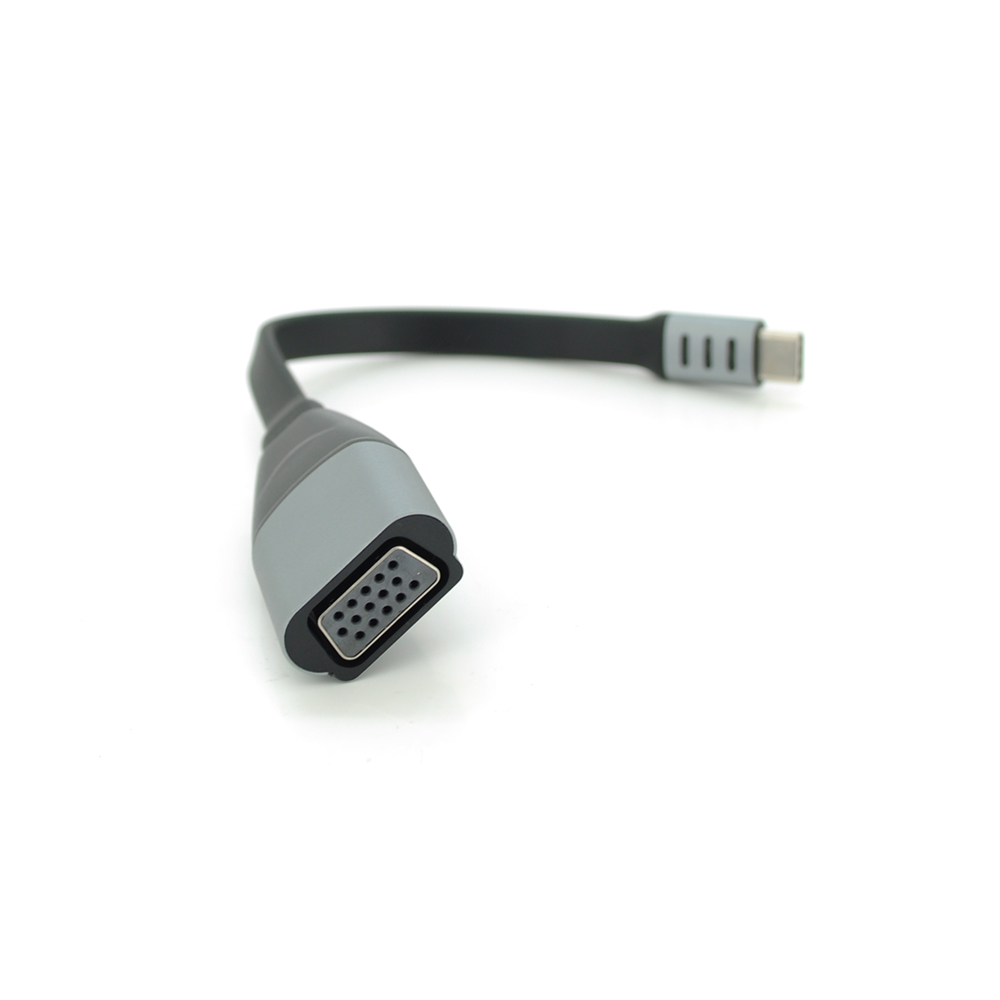 Конвертер для ноутбука Type-C на VGA плоский 18 см Черно-серый (YUT_V7893)