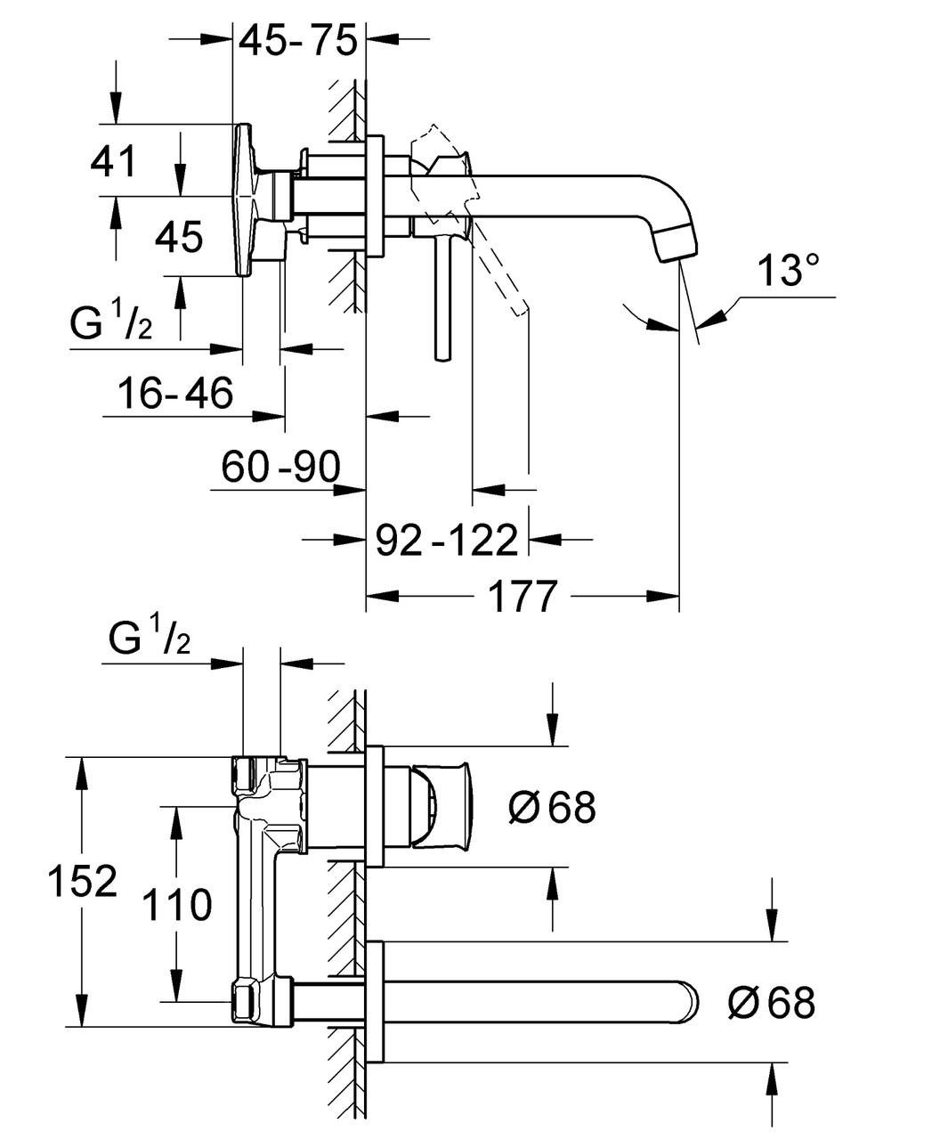 Змішувач Grohe BauClassic для раковини прихованого монтажу (20292000) - фото 2 Змішувач Grohe BauClassic для раковини прихованого монтажу (20292000) - фото 2