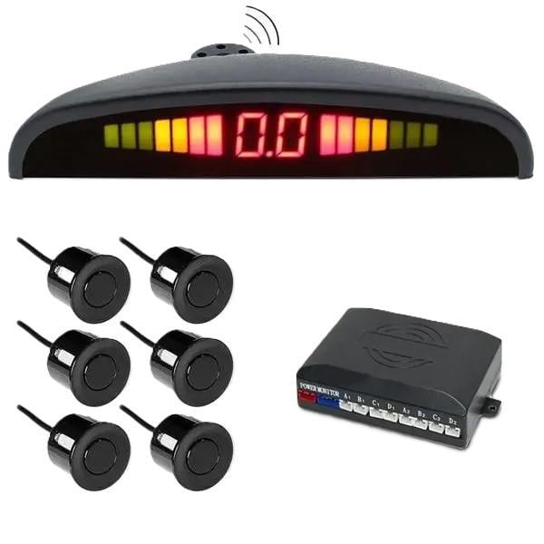 Парктронік автомобільний RIAS R-6 на 6 датчиків з LED-дисплеєм Black (3_07835)