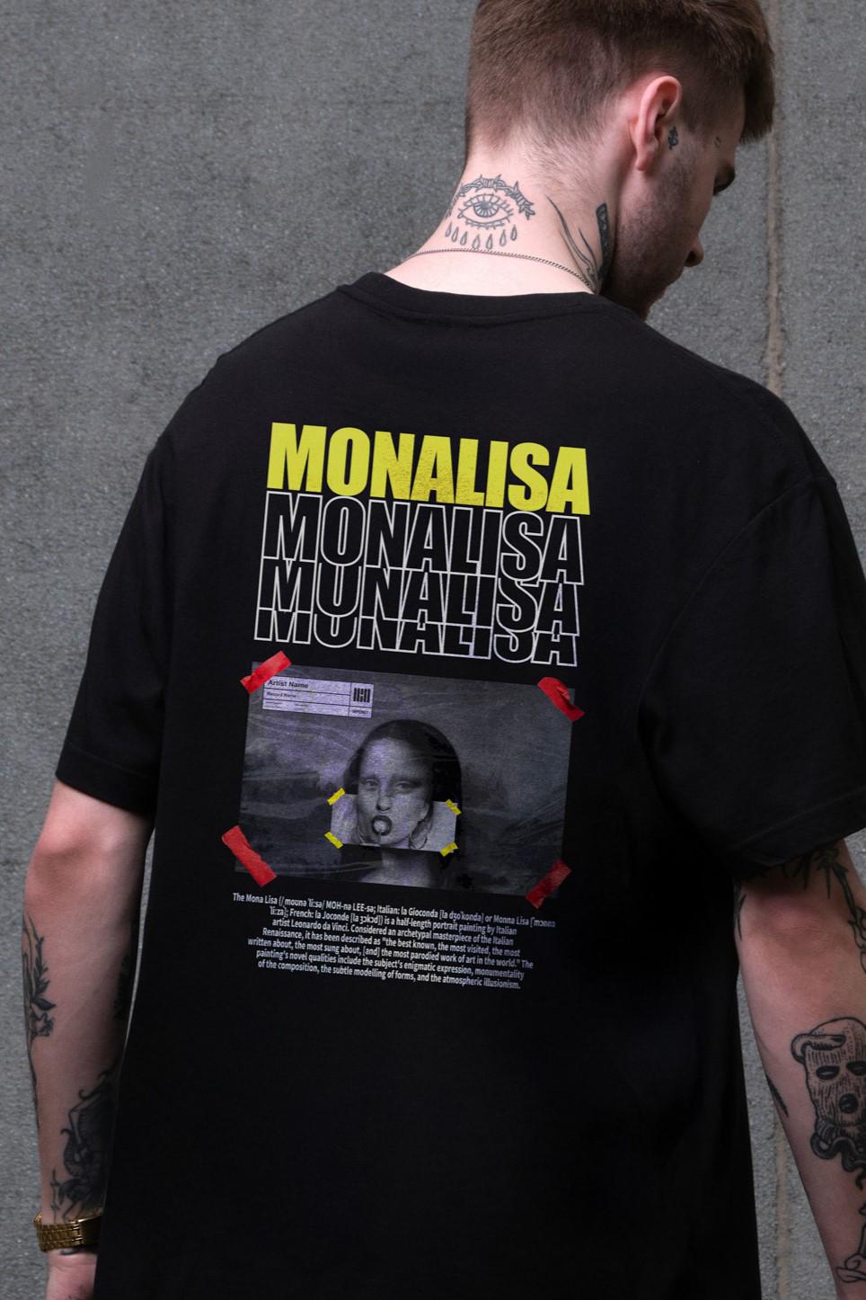 Футболка мужская Without с принтом Monalisa оверсайз S/M Black (S8049486) - фото 2 Футболка мужская Without с принтом Monalisa оверсайз S/M Black (S8049486) - фото 2