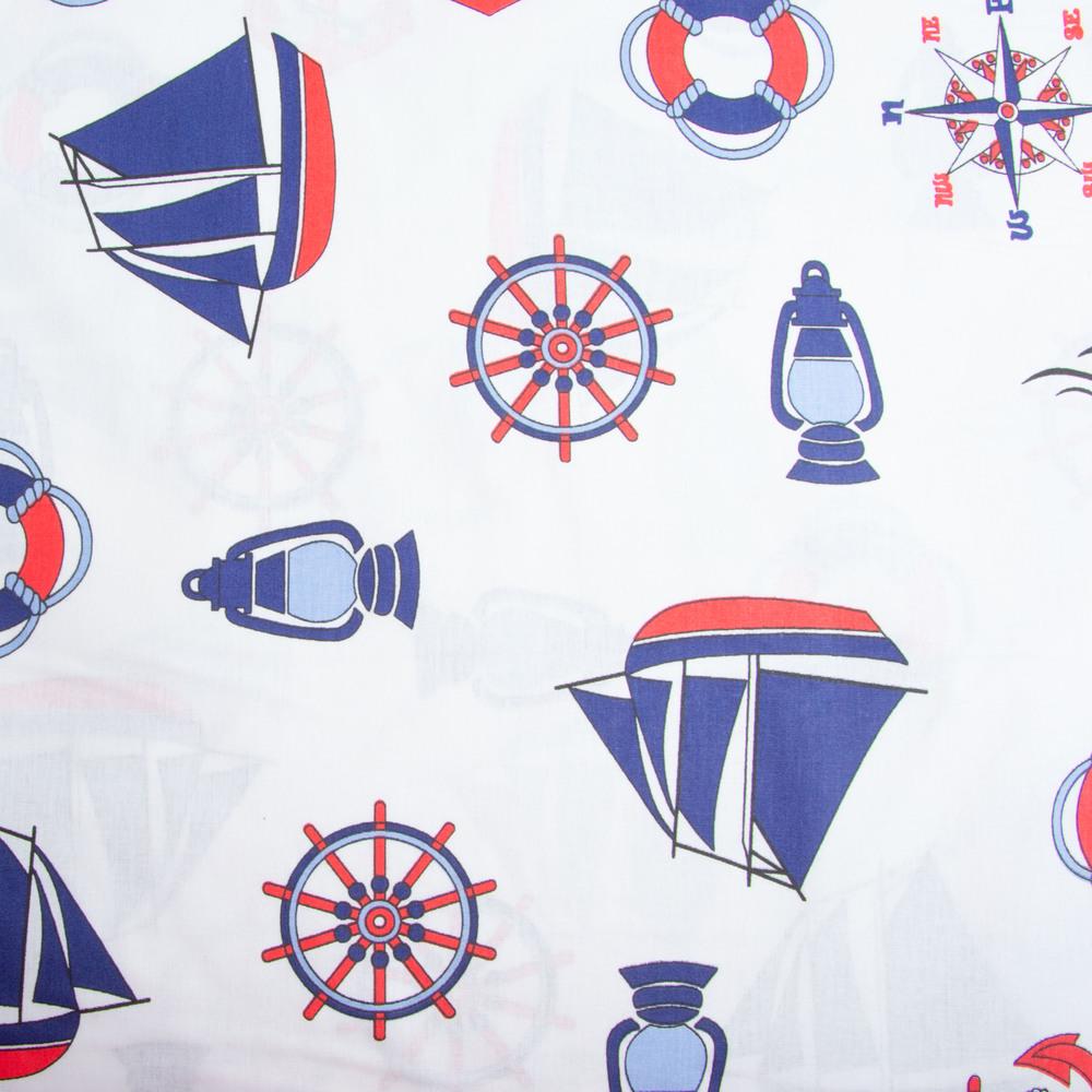 Ткань бязь ранфорс для постельного белья Парусник 130 гр/м2 240 см (25070868/1)