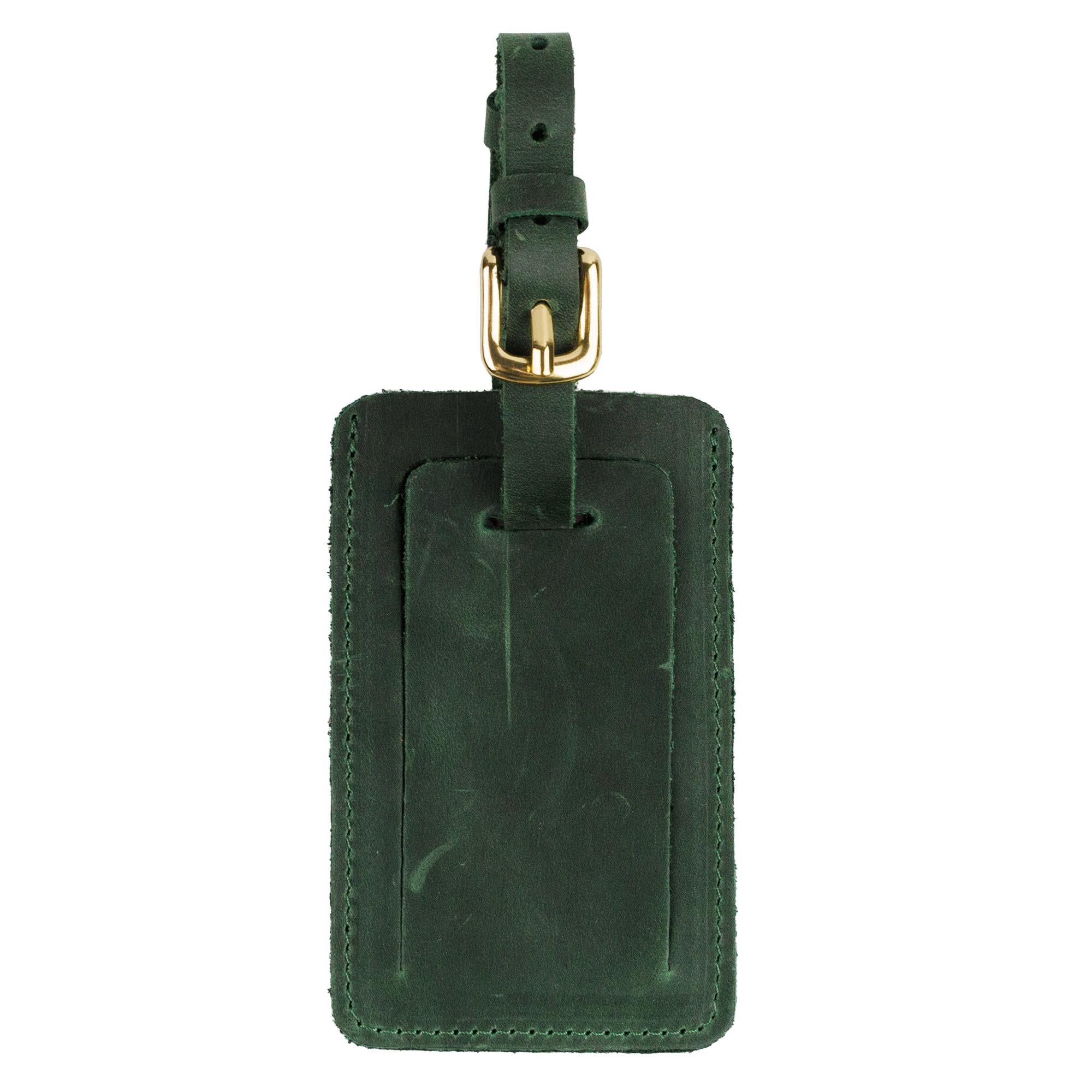 Бірка шкіряна для сумки/багажу з персоналізацією Зелений (115705)