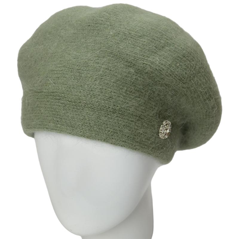 Берет женский ангоровый Novita Афина one size Фисташковый