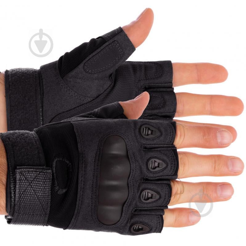 Перчатки армейские с открытыми пальцами и усил. протектор OAKLEY BC-4624 (р-р М) Черный (PT0178)