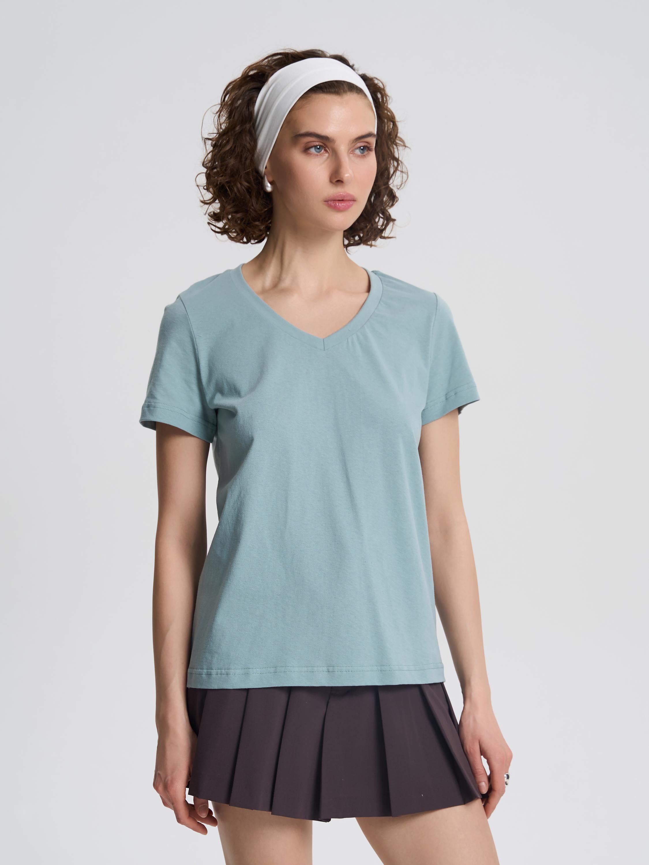 Футболка женская с v-образным вырезом ROZA 231108 M Темно-бирюзовый (4824005731990)