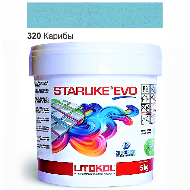 Затирка для плитки Litokol Starlike EVO 320 двухкомпонентная эпоксидная 5 кг Карибы - фото 2