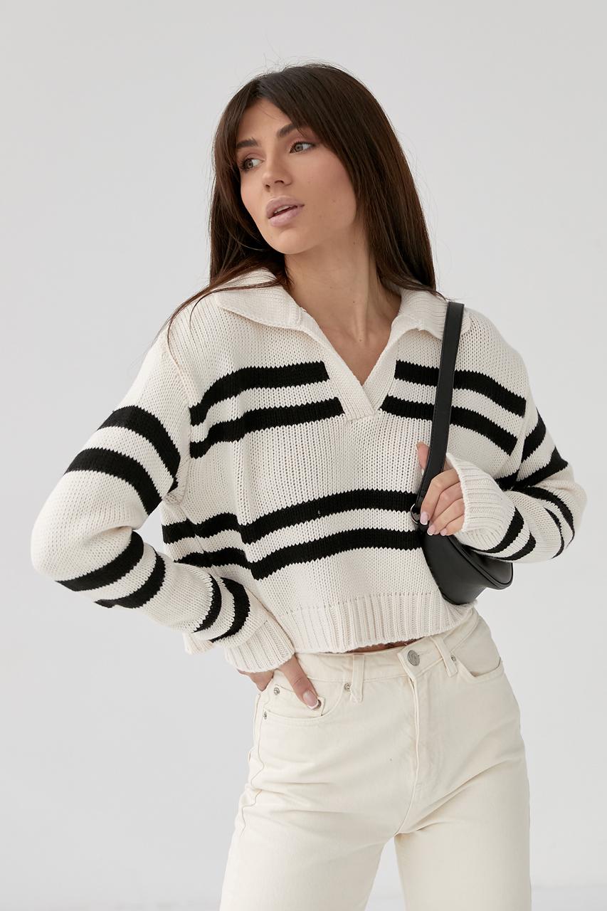 Кофта з коміром поло S Кремовий (9443237)
