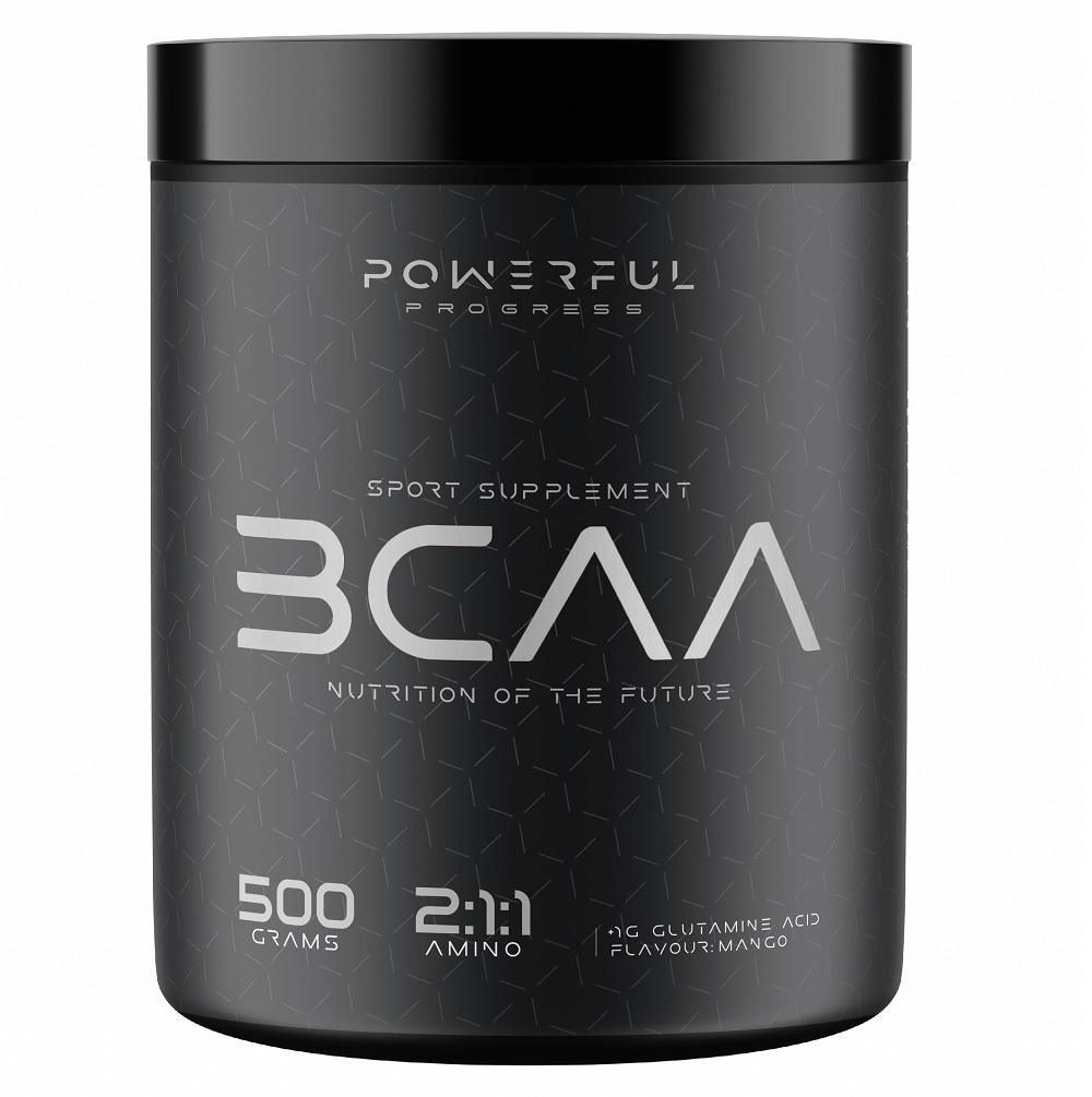 Амінокислота BCAA для спорту Powerful Progress BCAA 2:1:1 + Glutamine 500 g /50 servings/ Mango