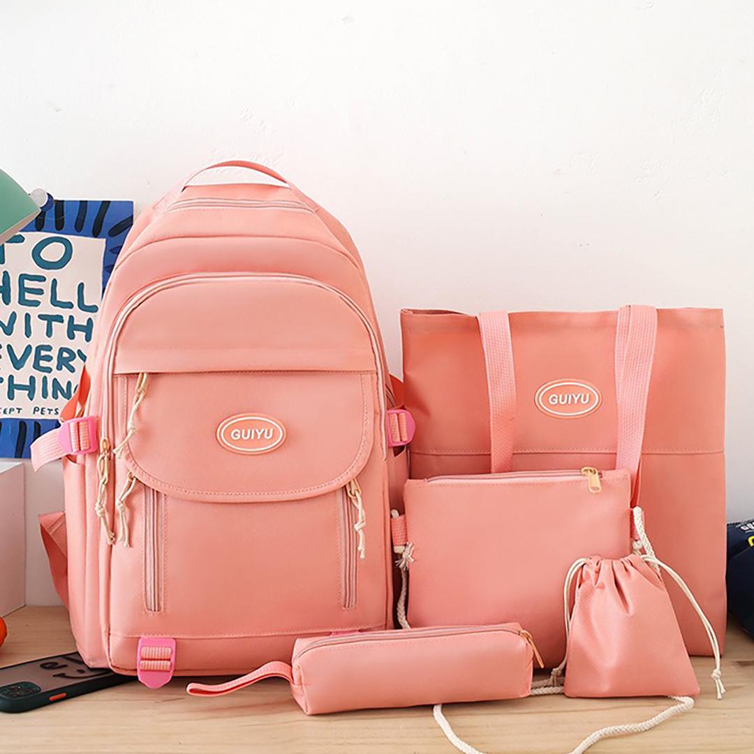 Школьный рюкзак для девочки GUIYU 5в1 5-11 класс Розовый (27668075)