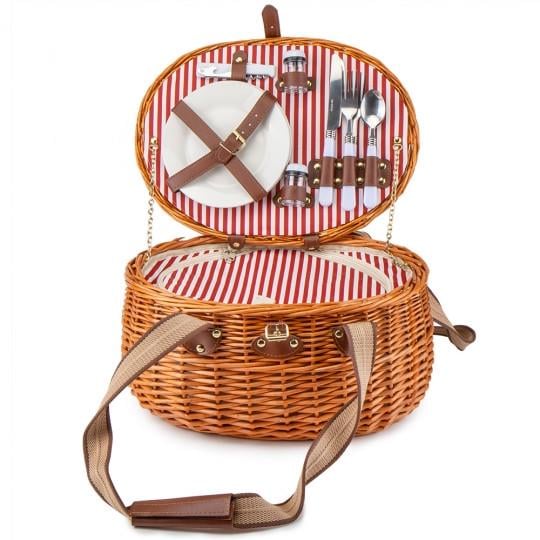 Корзина для пикника Lefard Романтика на 2 человека 40х28х22 см Коричневый (0503-018)