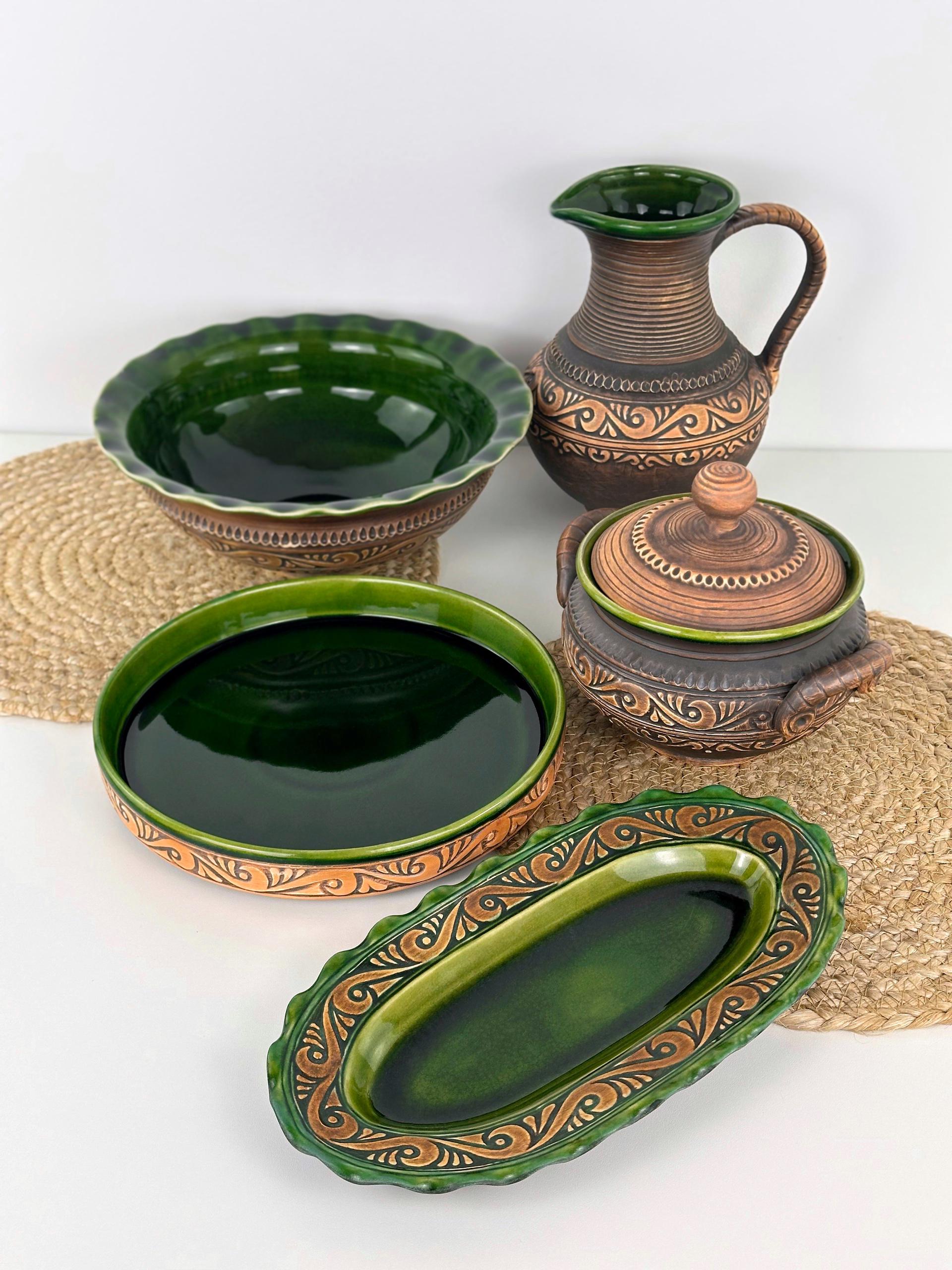 Набор глиняной посуды для горячих блюд на 4 человек Гражда Коричневый (17019-13)