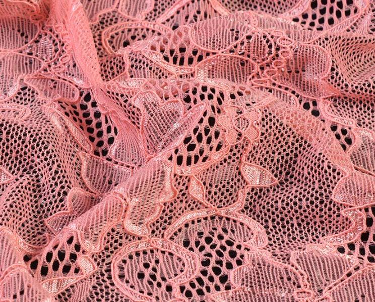 Тканина мереживне полотно стрейч в'юнкі квіти ширина 150 см Рожевий (11133.002)