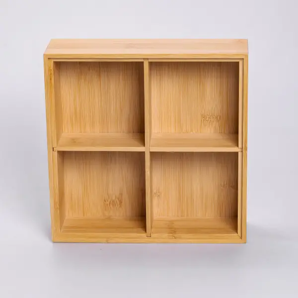 Менажница бамбуковая Yiwu HB-40-2 квадратная с крышкой 22х22х6,5 см Бежевый (2764772266)