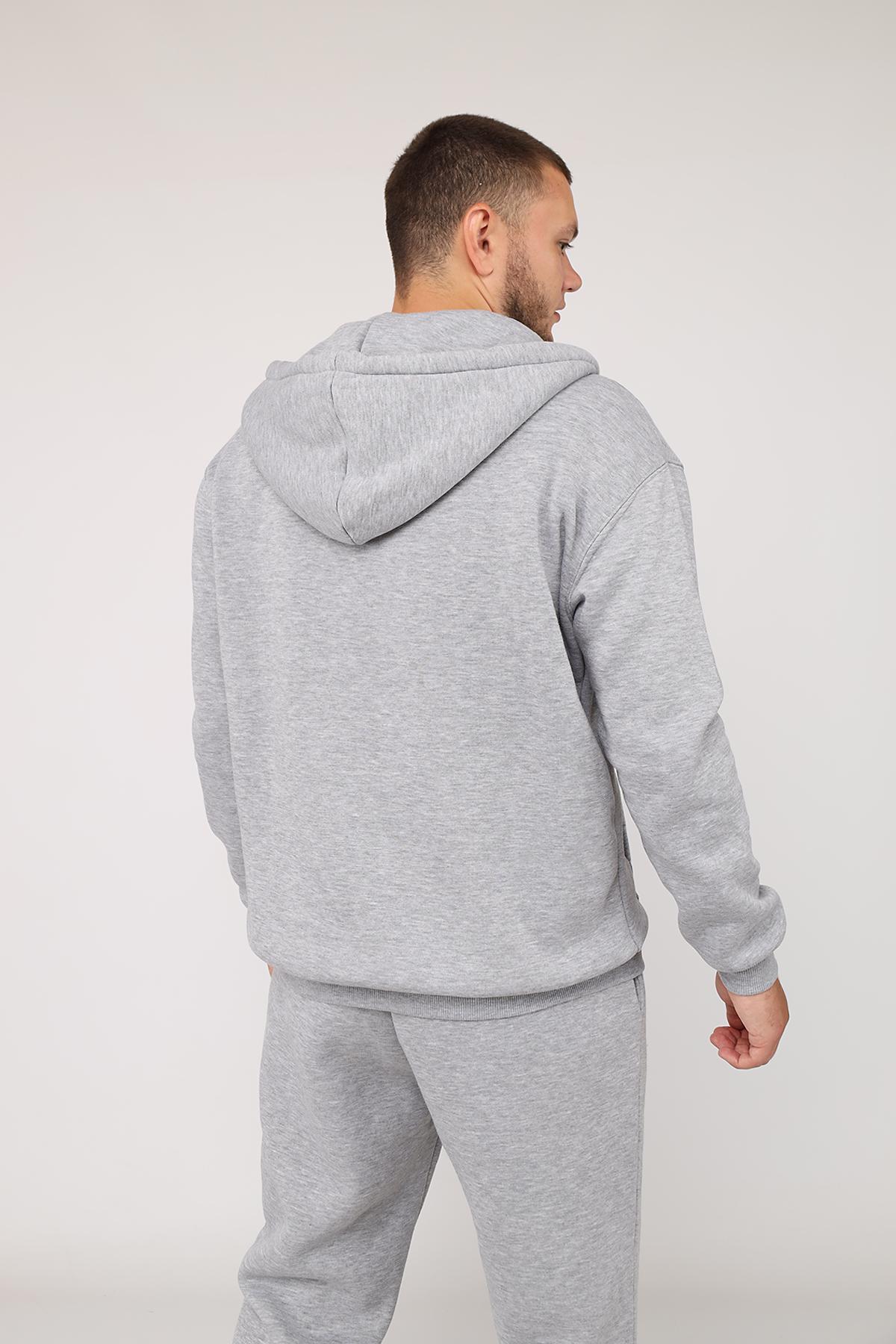 Толстовка на молнии мужская ЦБ-00279992 р. 52 Светло-серый (SKT001074176) - фото 6