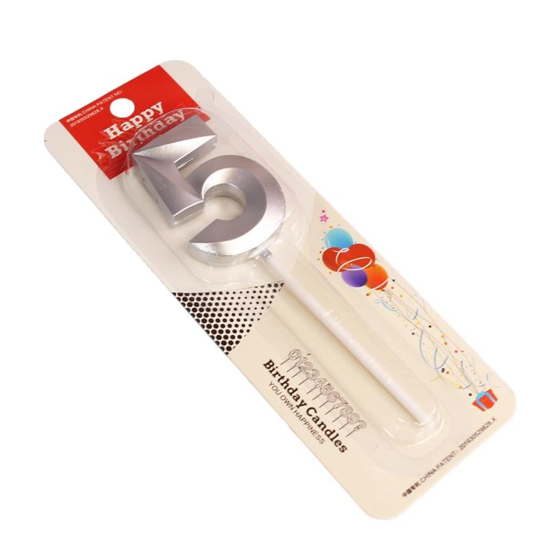 Свічка для торта цифра "5" Сріблястий (16037)