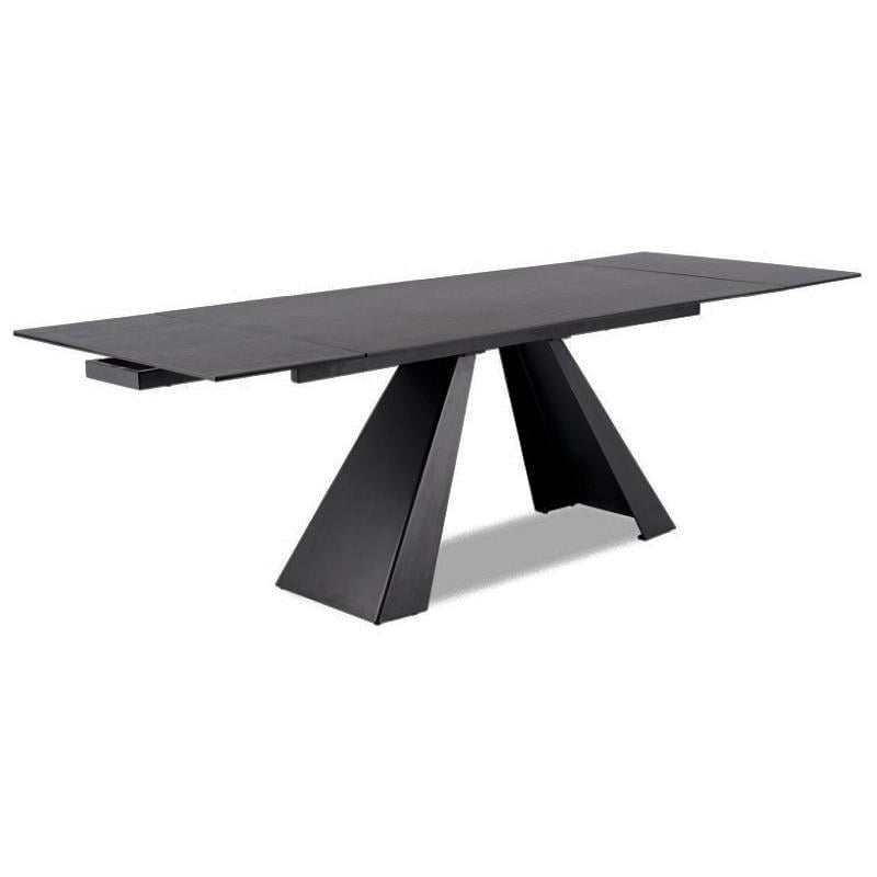 Стол обеденный раскладной Signal SALVADORE CERAMIC 180-260x90 Серый мрамор/Черный матовый (SALVADORESZC180)