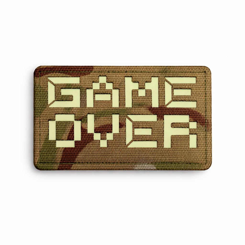 Шеврон на липучке Laser Cut Game Over 5х8 см Мультикам/Люминисцентный