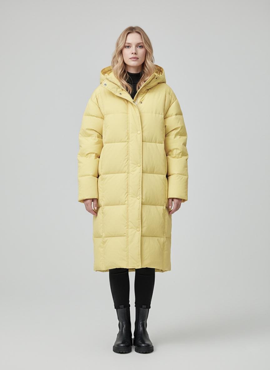 Пуховик женский Number Nine DW-202 с капюшоном р. 44 Желтый (DW-202-44) - фото 6