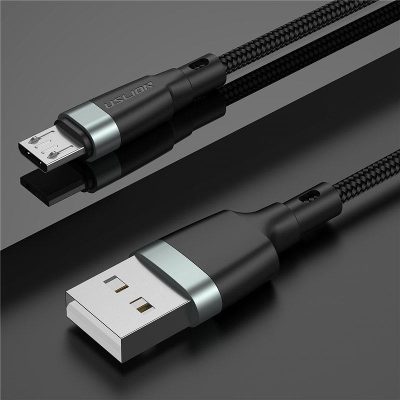 Кабель USB USLION microUSB USB 3А провод быстрой зарядки для телефона 2 м Черный - фото 6