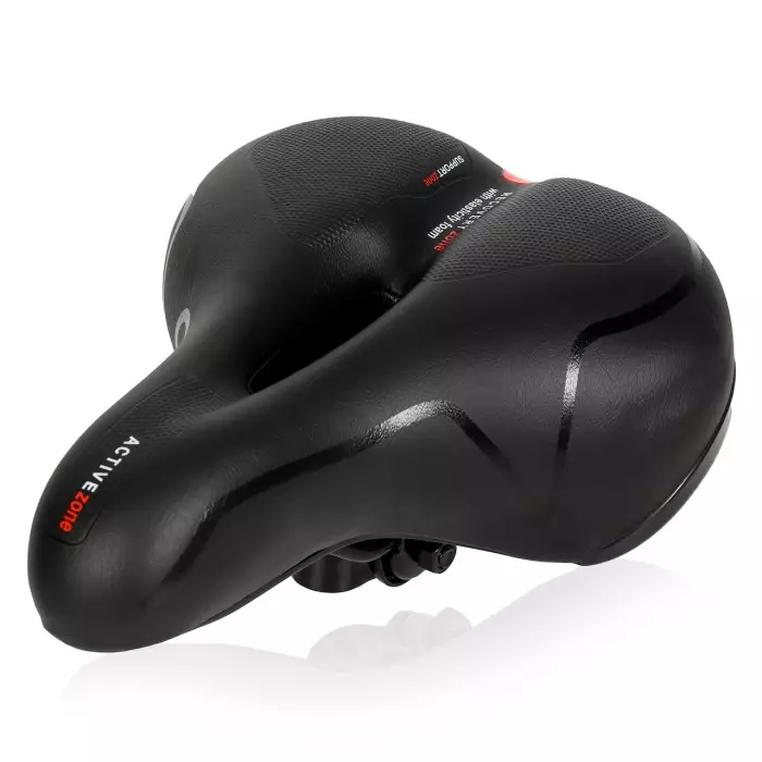 Сідло велосипедне широке з отвором і знімний задній стоп Чорний (VR-10449)