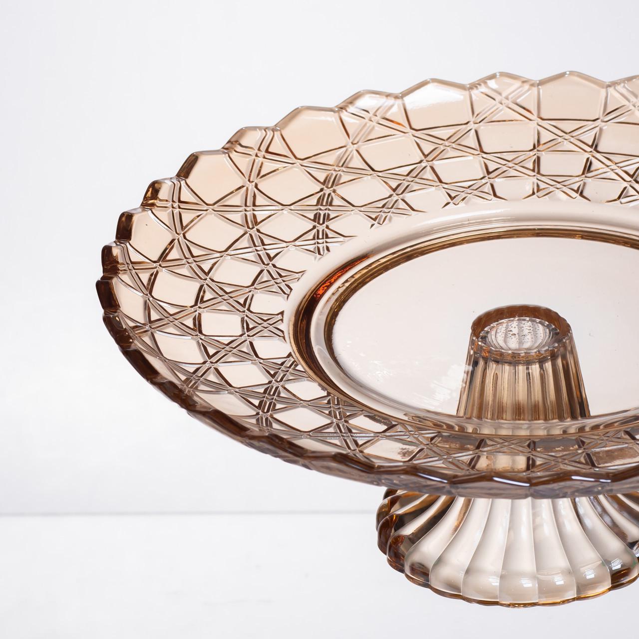 Фруктівниця скляна на ніжці кругла Ø 29 см Коричневий (64486-20) - фото 3