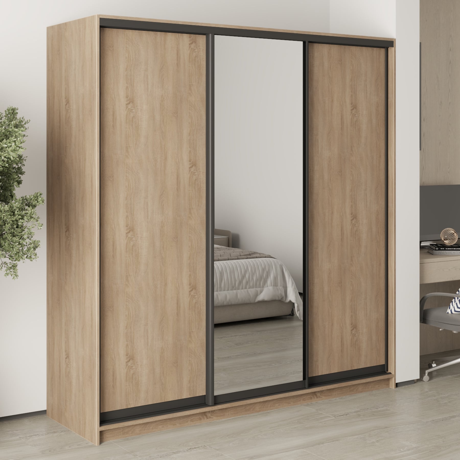 Шкаф-купе трехдверный Mebel Star Стандарт BG MBS-8360 200х60х210 см Дуб сонома (1007771)
