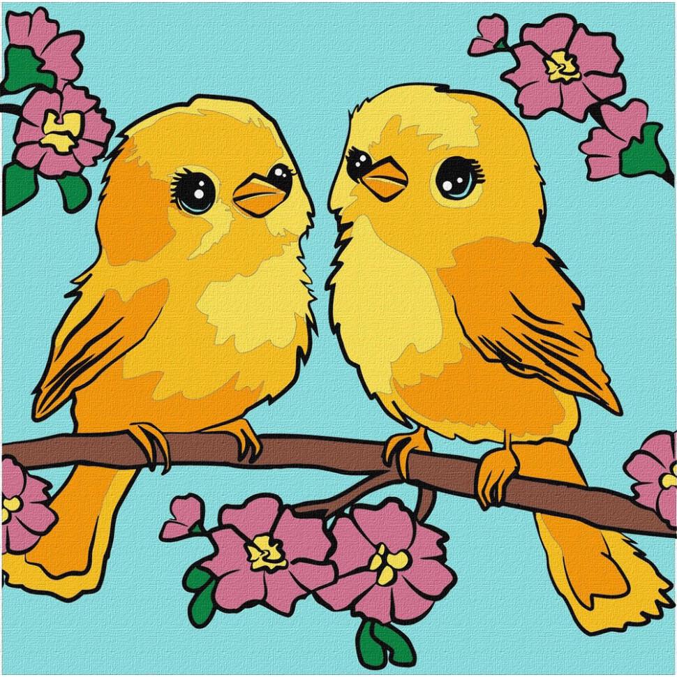 Картина за номерами Ideyka Веселкові пташки KHO1178 25х25 см (RLT54057)