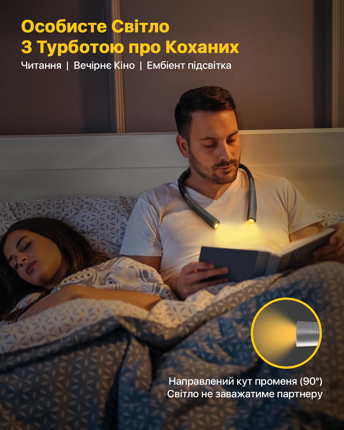 Лампа для читання книги на шию Glocusent Upgrade Led Gray - фото 4